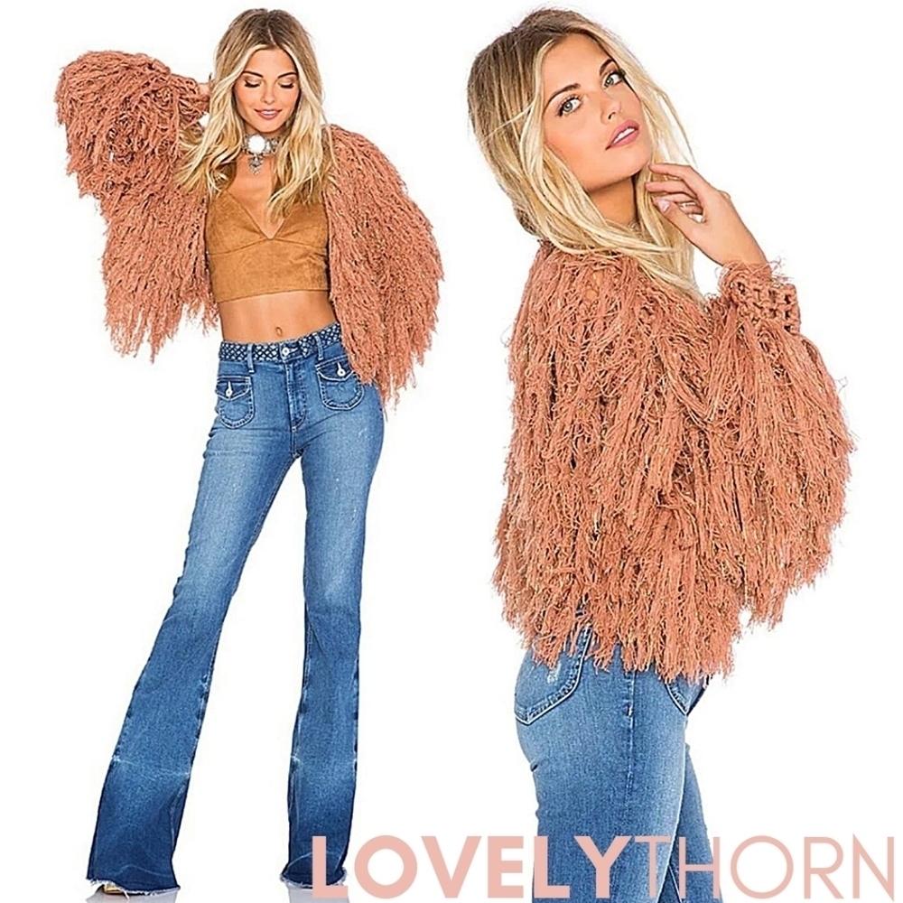 TULAROSA // ltd ed revolve collab stand up 2 cancer nude shag shrug jacket